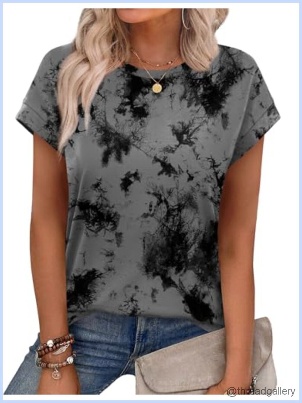 Women's Summer Tunic Top Cap Sleeve Crew Neck T-Shirt
